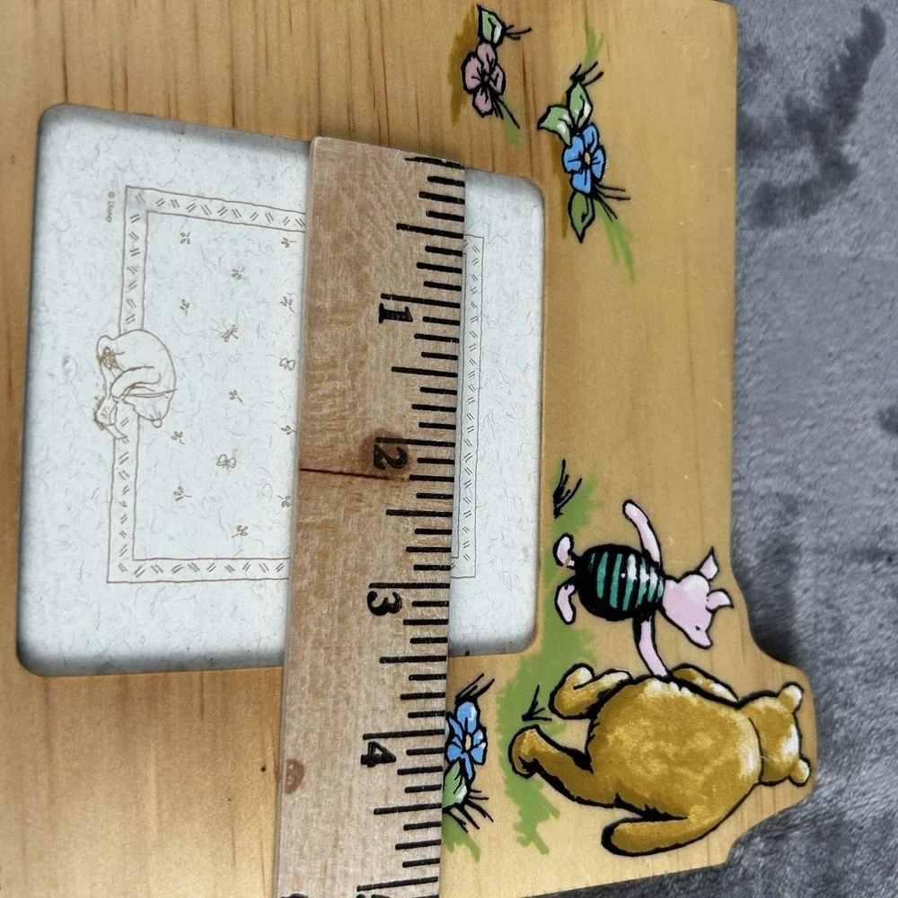 Vintage Disney Classic Pooh Baby My First Steps Picture Frame Wooden Easel Back